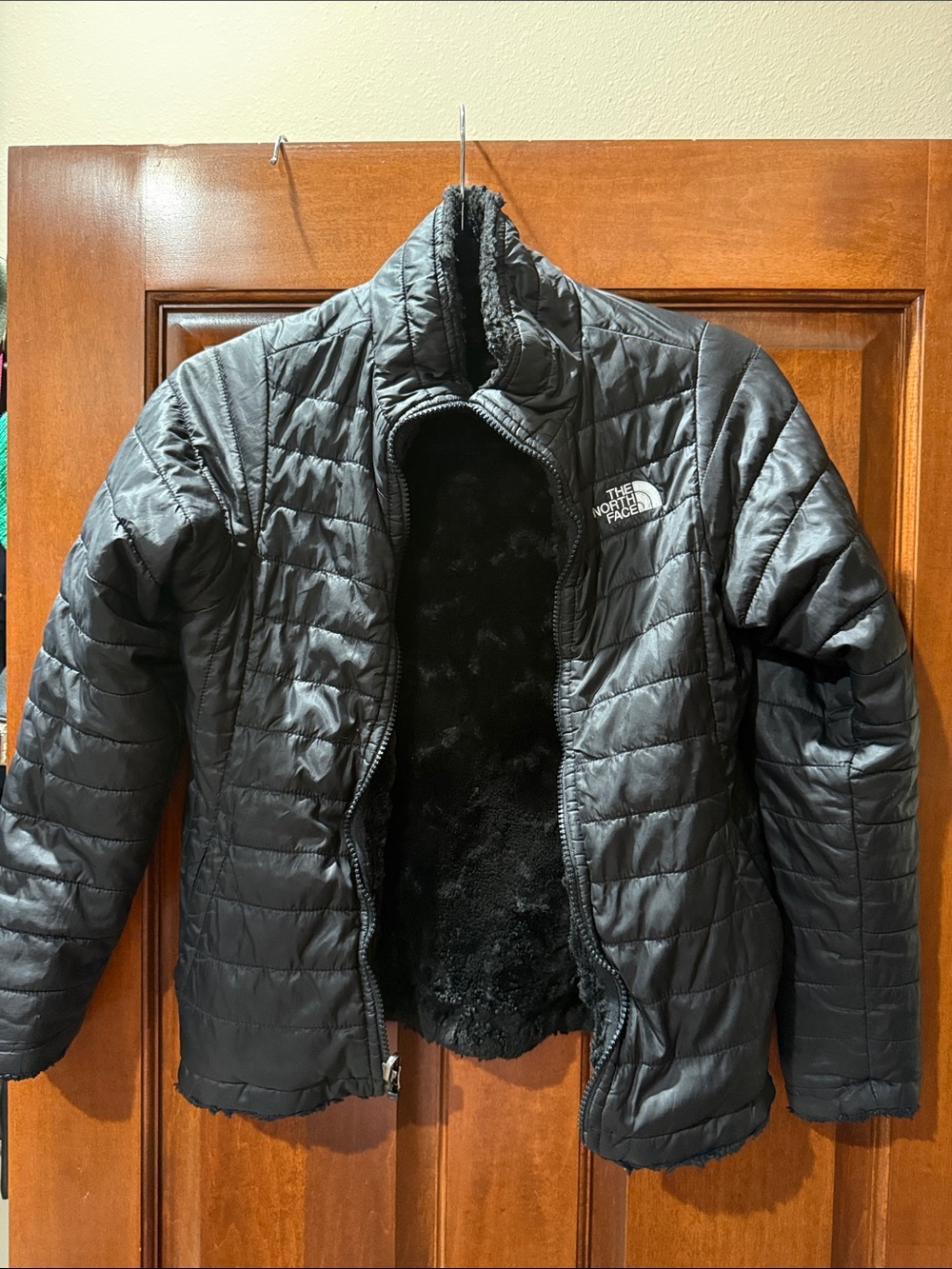 The North Face Black Quilted Puffer Jacket with Fleece Interior